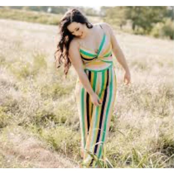 Altar’d State Colorful Striped wide leg Jumpsuit Size Small - Picture 1 of 10
